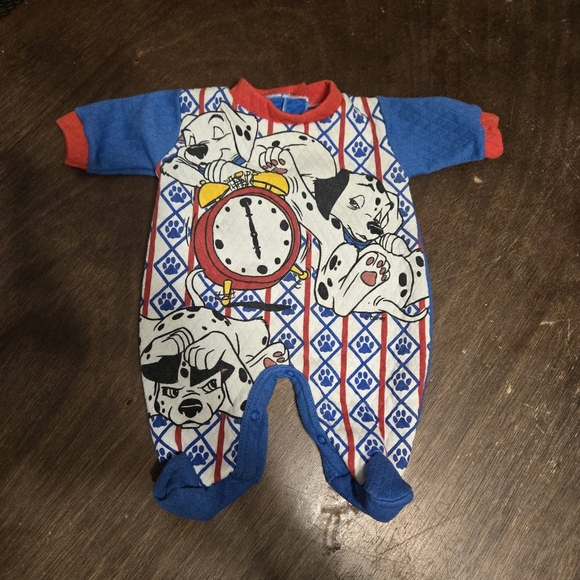 Vintage Walt Disney 101 Dalmatians Rare Baby Footie Onesie Outfit Puppy Newborn - Picture 2 of 5